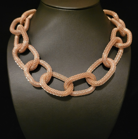 Estate Rose Gold Mesh Chain Link Necklace - Picture 2 of 4